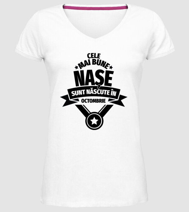 Cele mai bune nașe sunt născute în octombrie. model alb pe tricou