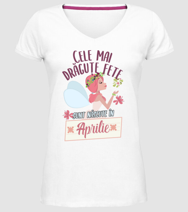 Cele mai drăguțe fete sunt născute în aprilie. model alb pe tricou
