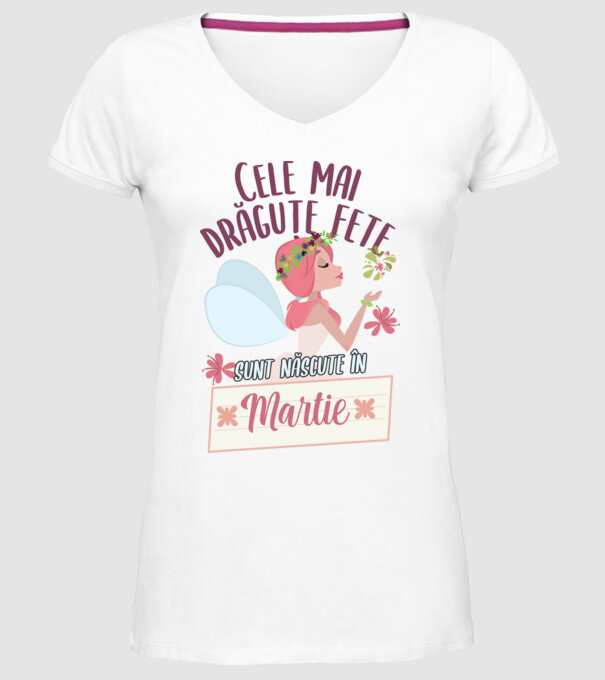 Cele mai drăguțe fete sunt născute în martie. model alb pe tricou