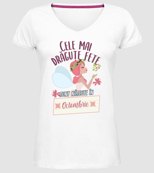 Cele mai drăguțe fete sunt născute în octombrie. model alb pe tricou