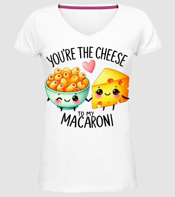 Cheese to my Macaroni model alb pe tricou