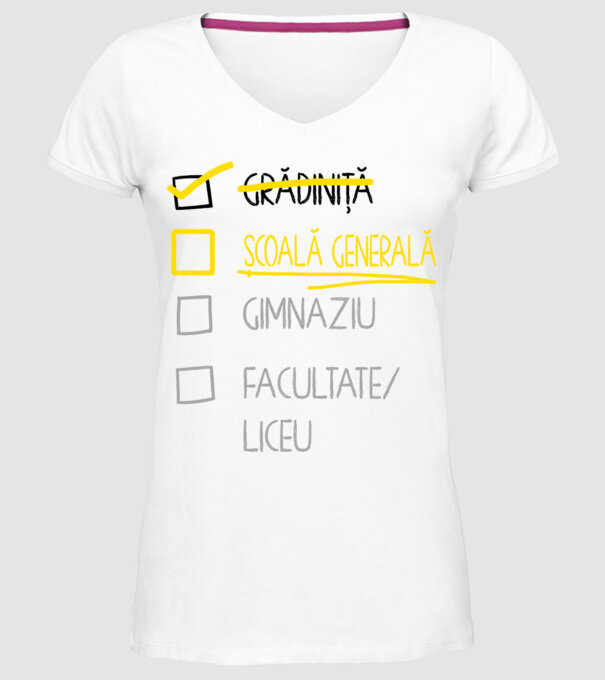 Cheklist educație - grădiniță alb model alb pe tricou
