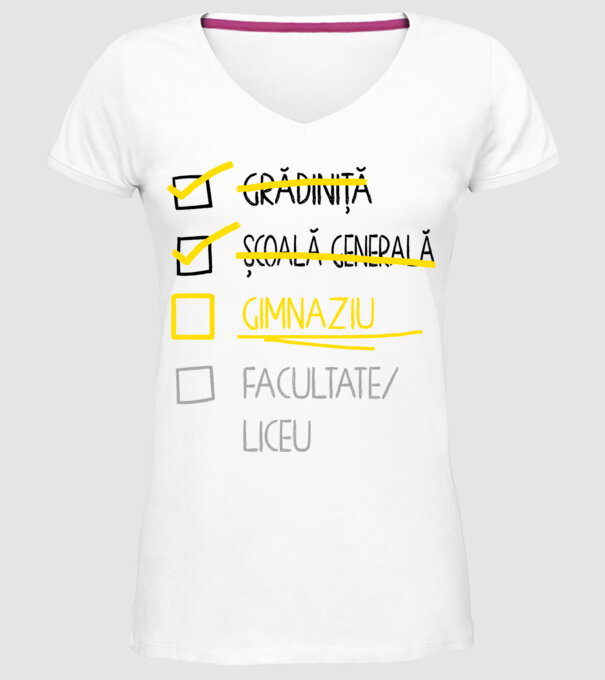 Cheklist educație - Școala primară alb model alb pe tricou