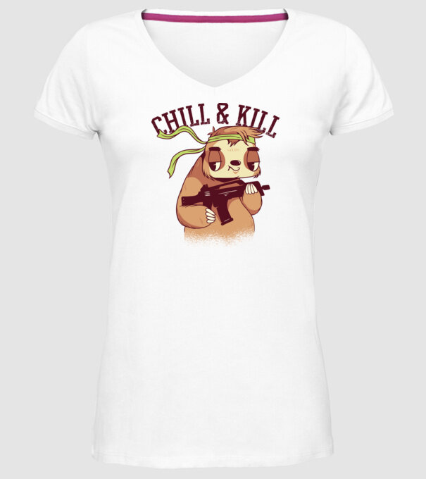 chill and kill model alb pe tricou