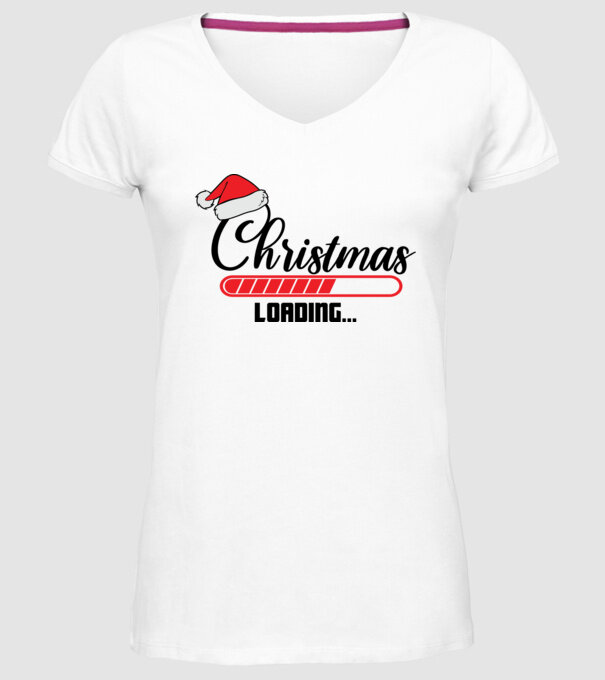 Christmas is loading model alb pe tricou