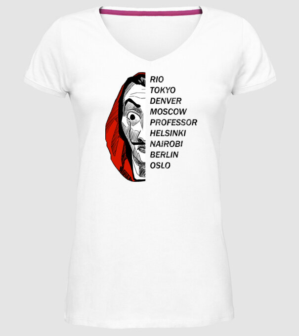 classic logo money heist white model alb pe tricou
