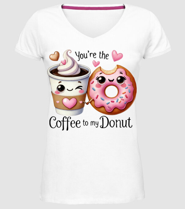 Coffee to my Donut model alb pe tricou