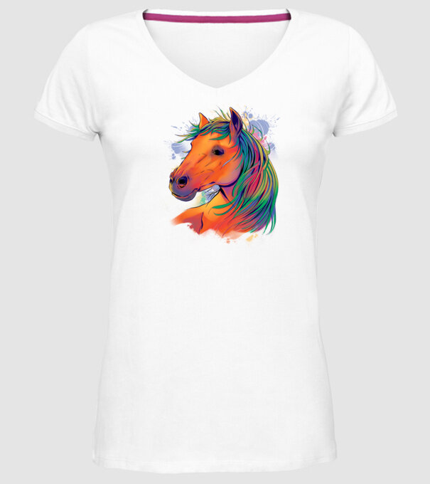 Colorful Horse model alb pe tricou