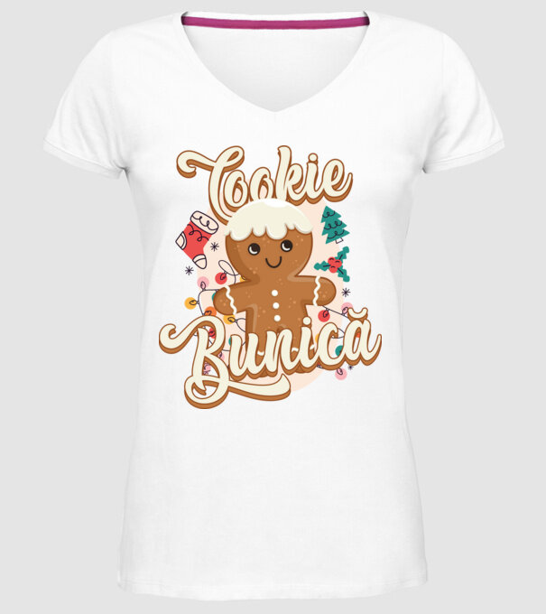 Cookie bunică model alb pe tricou