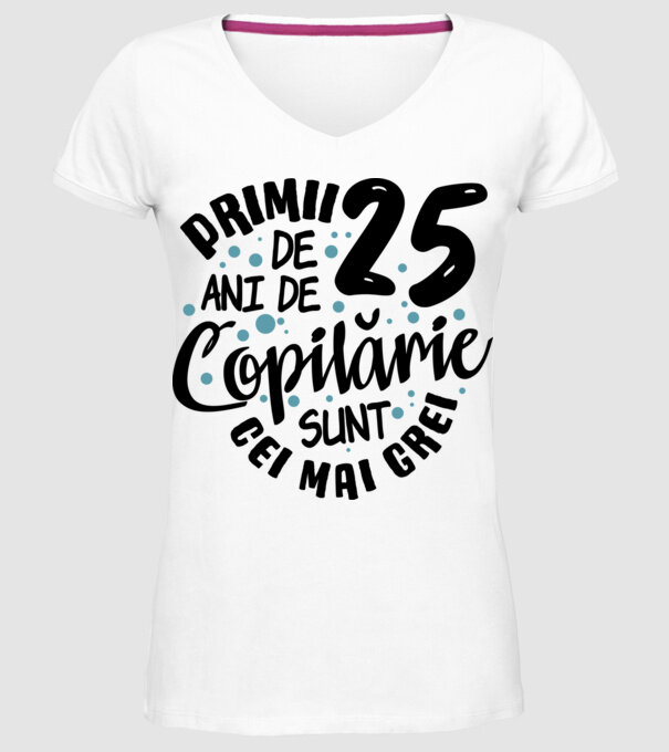Copilărie 25 de ani model alb pe tricou