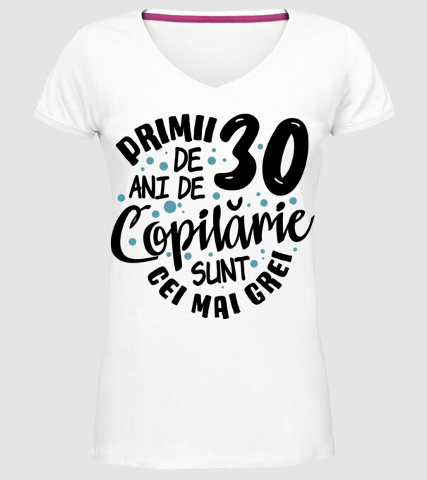 Copilărie 30 de ani model alb pe tricou
