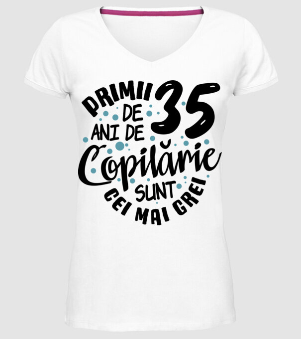 Copilărie 35 de ani model alb pe tricou