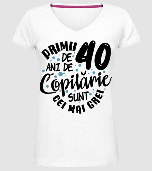 Copilărie 40 de ani model alb pe tricou