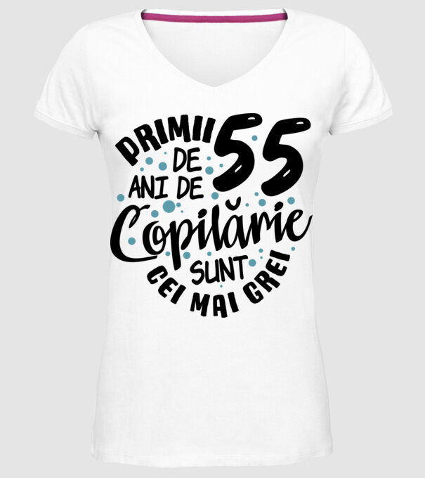 Copilărie 55 de ani model alb pe tricou