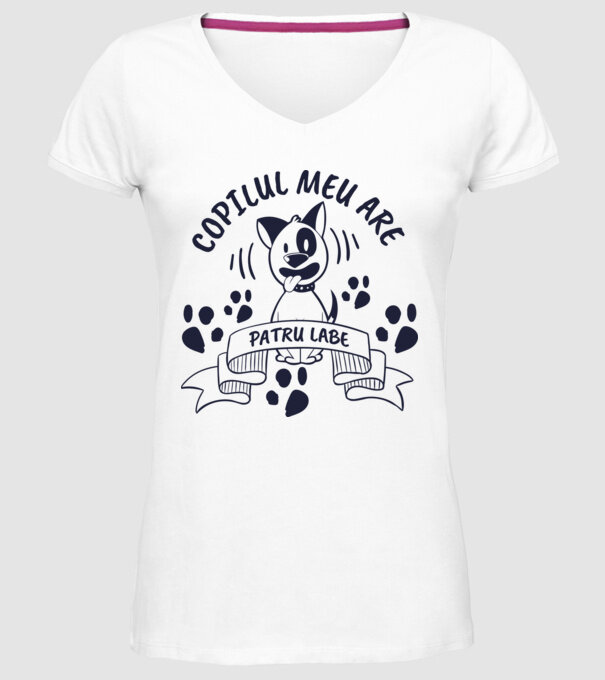 Copilul meu are patru labe model alb pe tricou