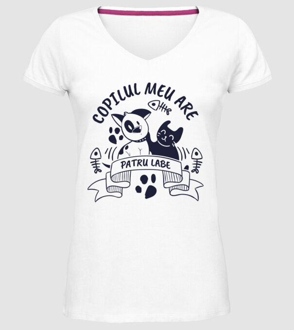Copilul meu are patru labe model alb pe tricou