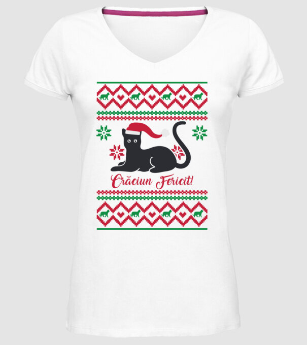 crăciun fericit model alb pe tricou