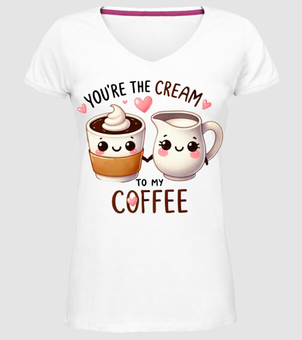 Cream to my Coffee model alb pe tricou