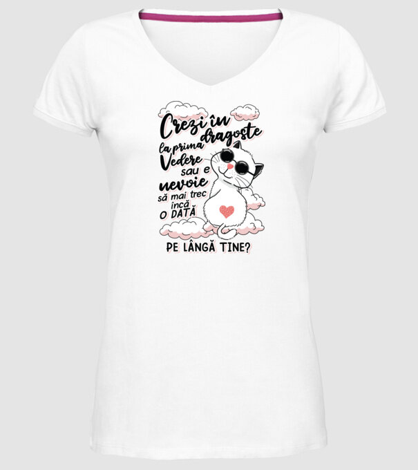Crezi în dragoste-la prima vedere model alb pe tricou