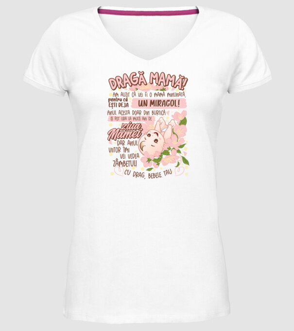 Cu drag, bebele tău model alb pe tricou