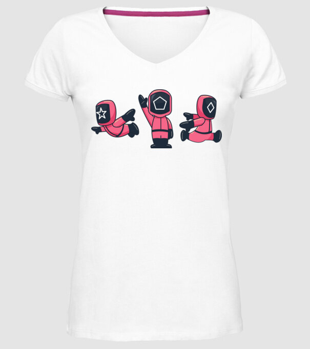 cute squid game toys model alb pe tricou
