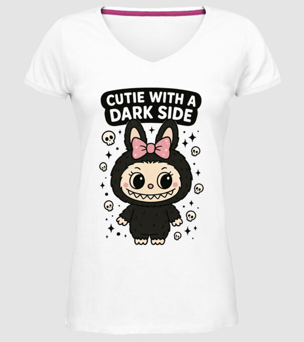 Cutie with a dark side model alb pe tricou