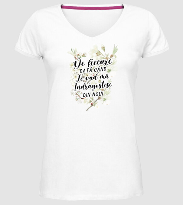 De fiecare dată când te văd mă îndrăgostesc din nou model alb pe tricou