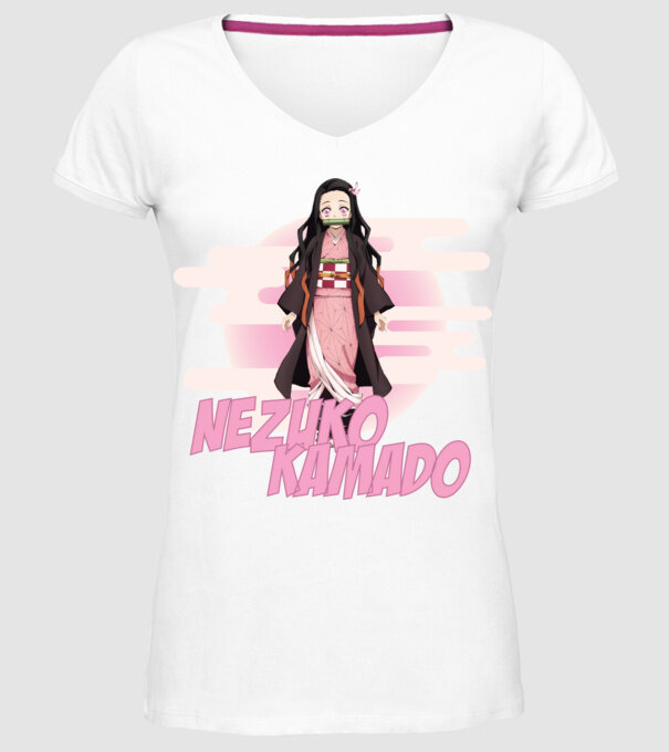 Demon Slayer Nezuko model alb pe tricou