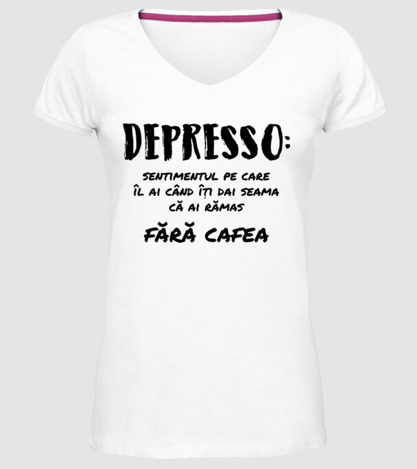 depresie: sentimentul pe care îl ai când îți dai seama că ai rămas fără cafea model alb pe tricou
