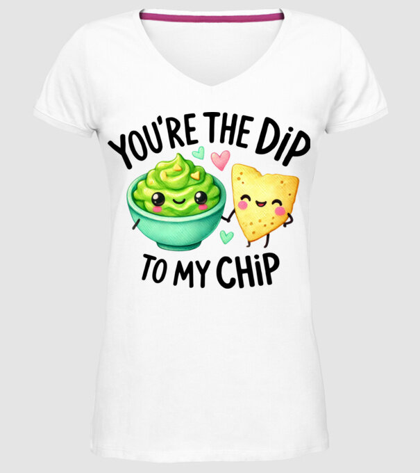 Dip to my Chip model alb pe tricou