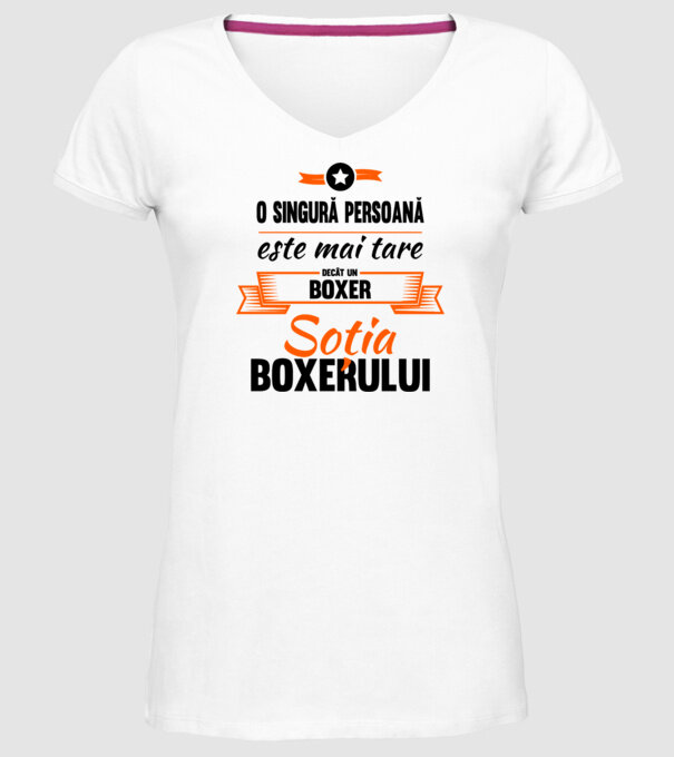 doar o persoană este mai tare decât un boxer, soția boxerului model alb pe tricou