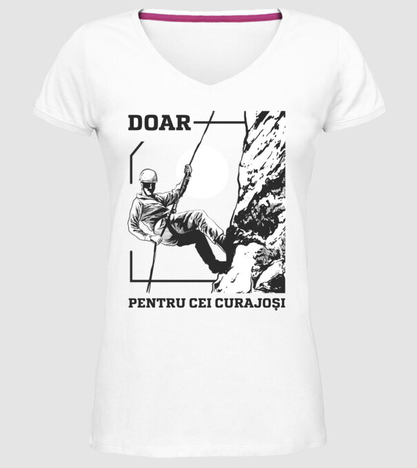 Doar pentru cei curajoși model alb pe tricou