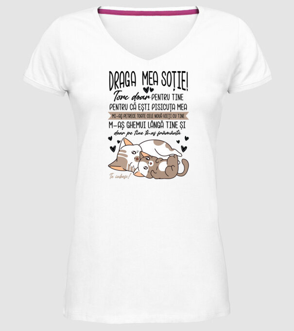 Draga mea soție model alb pe tricou