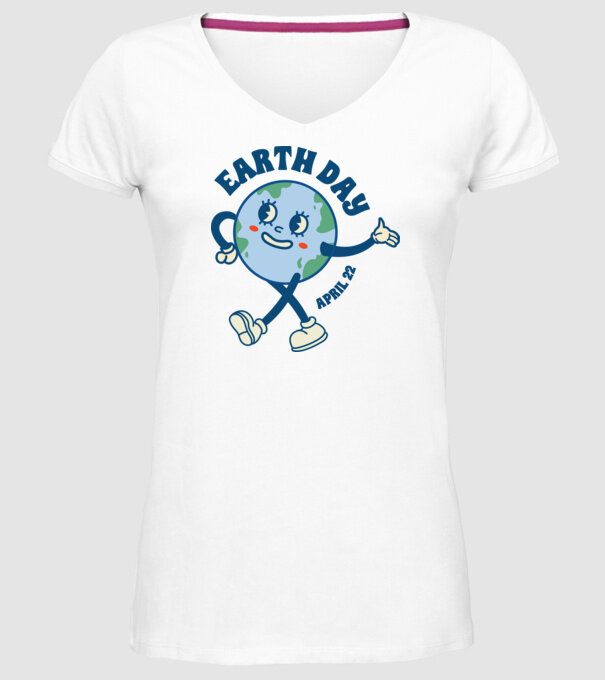Earth Day model alb pe tricou