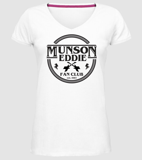 eddie munson fan club est 1983 model alb pe tricou