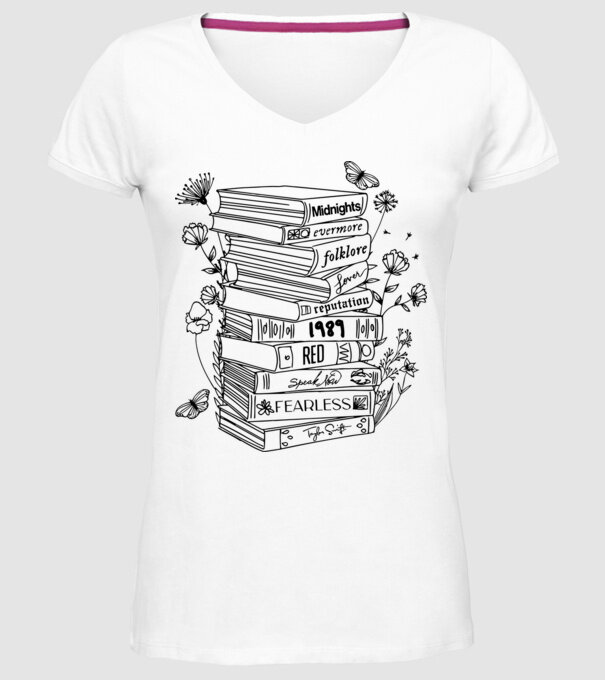Eras tour books model alb pe tricou