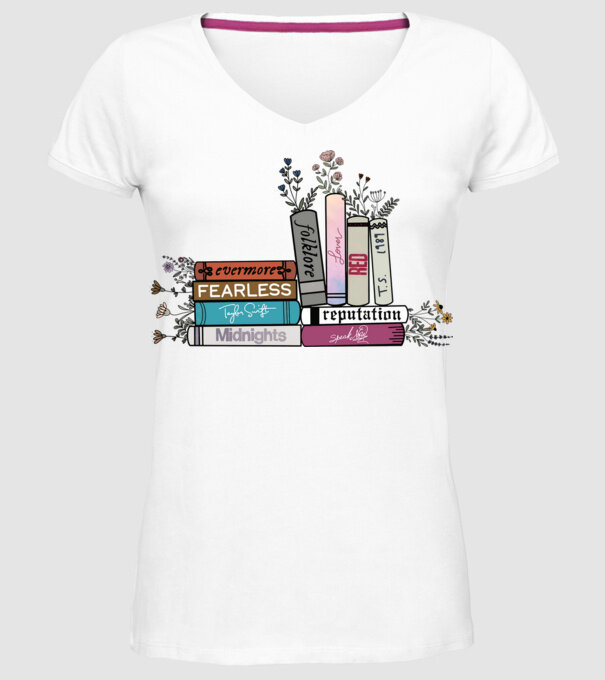 Eras tour books color 2 model alb pe tricou