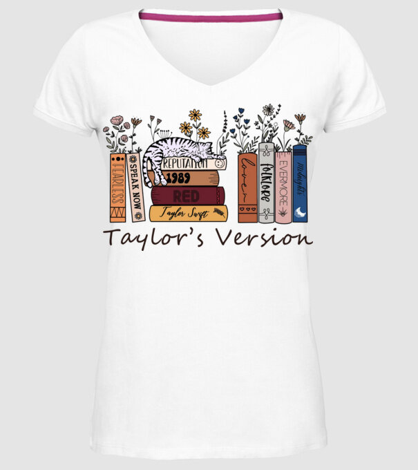 Eras tour books color cat model alb pe tricou