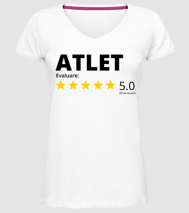Evaluare 5 ATLET model alb pe tricou