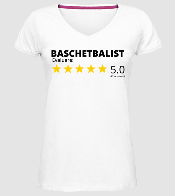 Evaluare 5 BASCHETBALIST model alb pe tricou