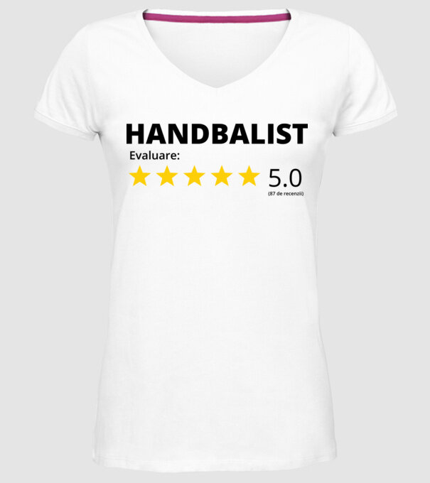 Evaluare 5 HANDBALIST model alb pe tricou