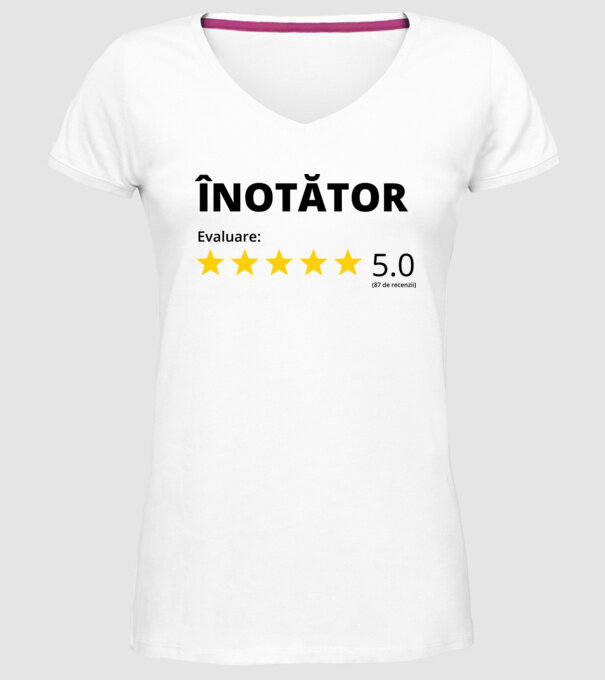 Evaluare 5 ÎNOTĂTOR model alb pe tricou