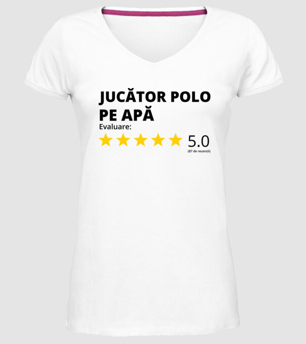 Evaluare 5 JUCĂTOR POLO PE APĂ model alb pe tricou