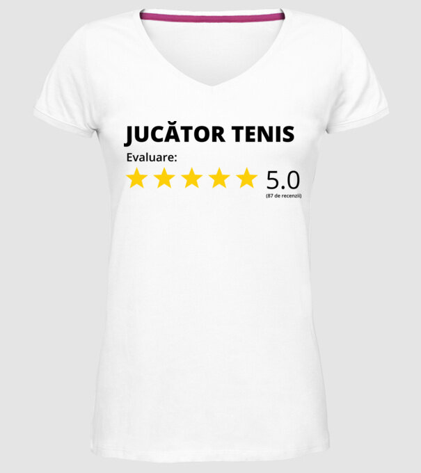 Evaluare 5 JUCĂTOR de TENIS model alb pe tricou
