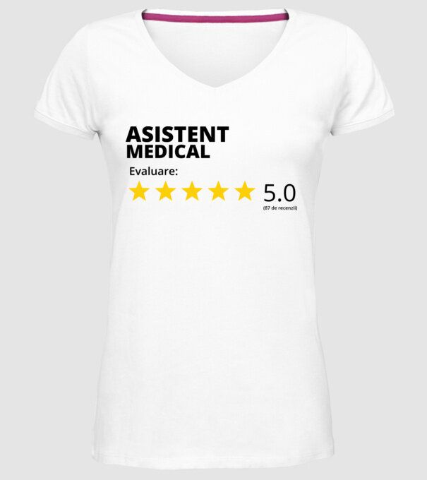 Evaluare - ASISTENT MEDICAL model alb pe tricou