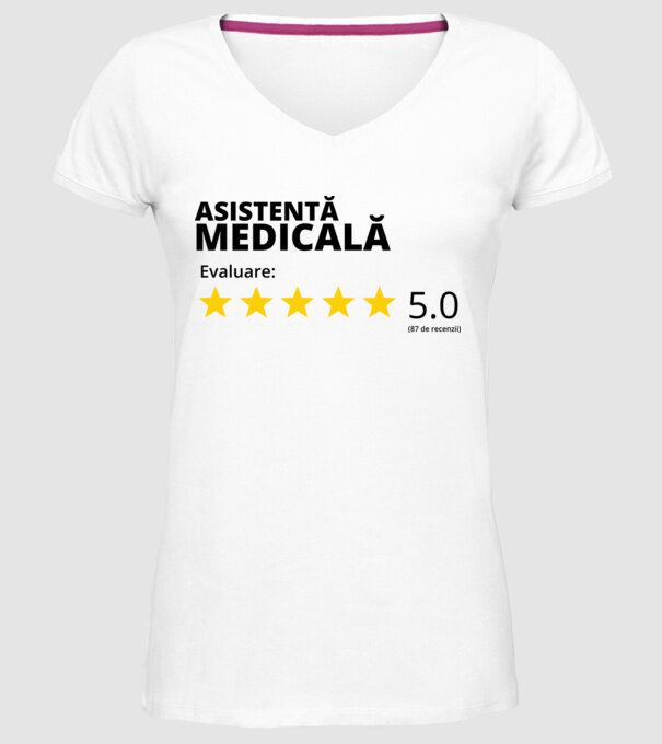 Evaluare - ASISTENTĂ MEDICALĂ model alb pe tricou