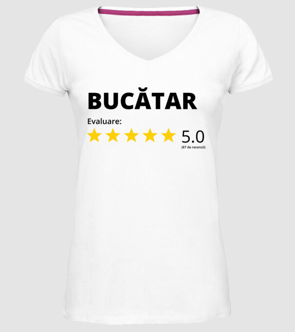 Evaluare - BUCĂTAR model alb pe tricou