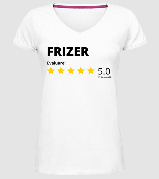 Evaluare - FRIZER model alb pe tricou