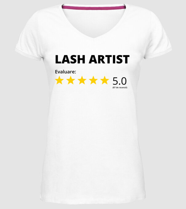 Evaluare - LASH ARTIST model alb pe tricou