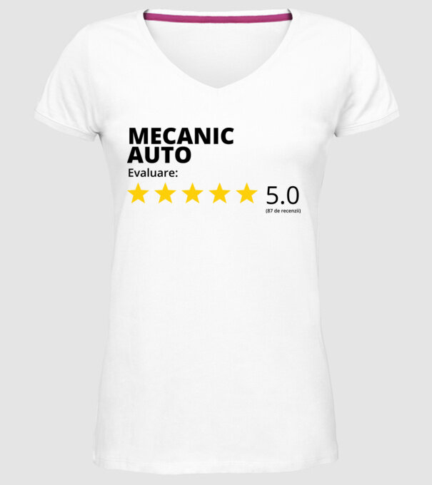 Evaluare - MECANIC AUTO model alb pe tricou
